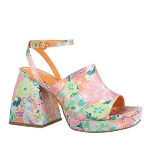 Circus NY Sam Edelman Miranda Platform Sandals Multicolor Floral Satin